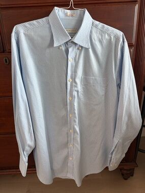 Nanoluxe Light Blue Gingham Dress Shirt - Button Down Collar